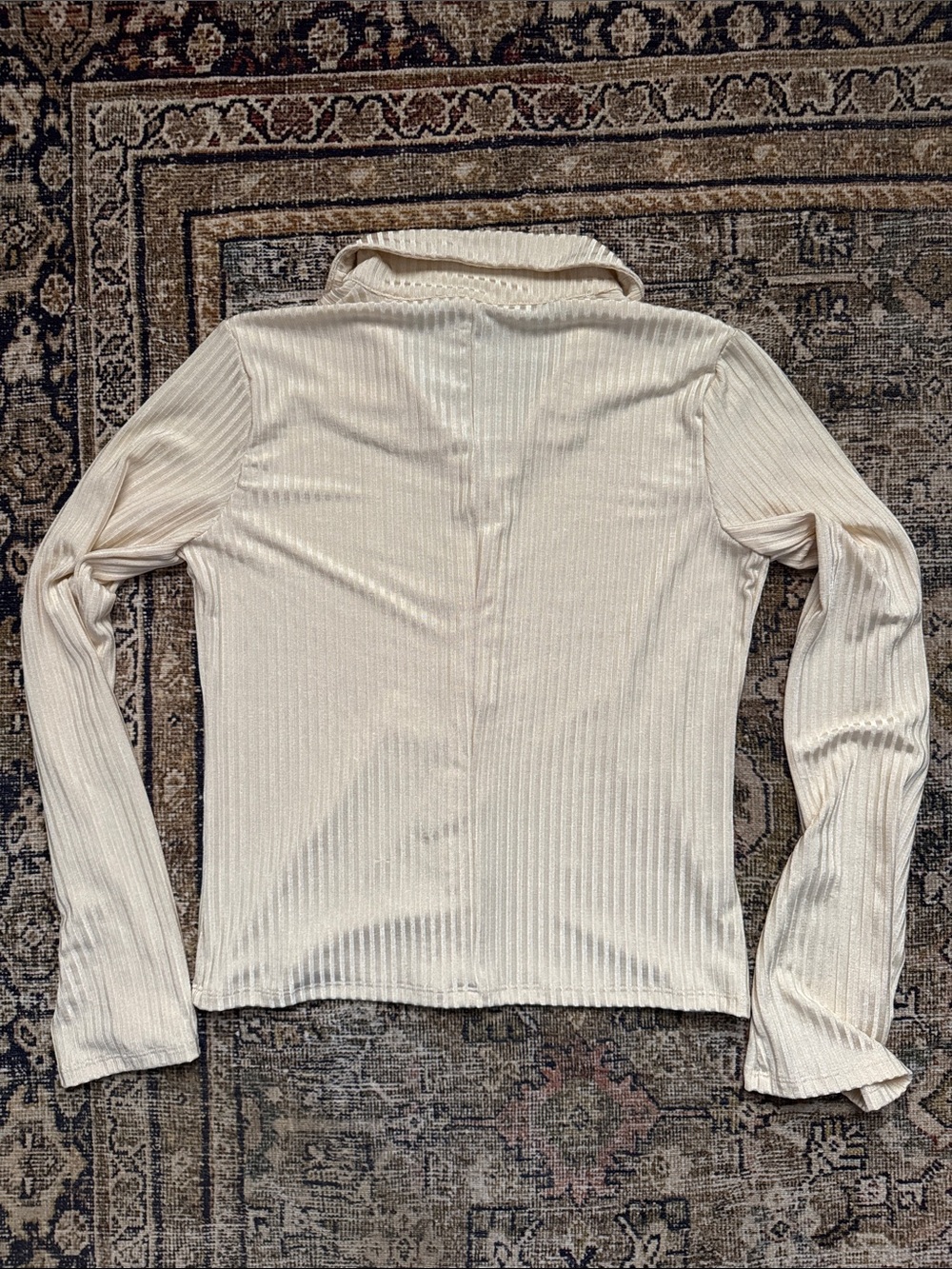 Reformation Cream Ribbed Button-Front Top - Picture 4 of 4
